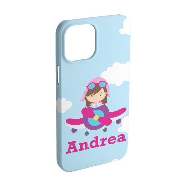 Custom Airplane & Girl Pilot iPhone Case - Plastic - iPhone 15 (Personalized)