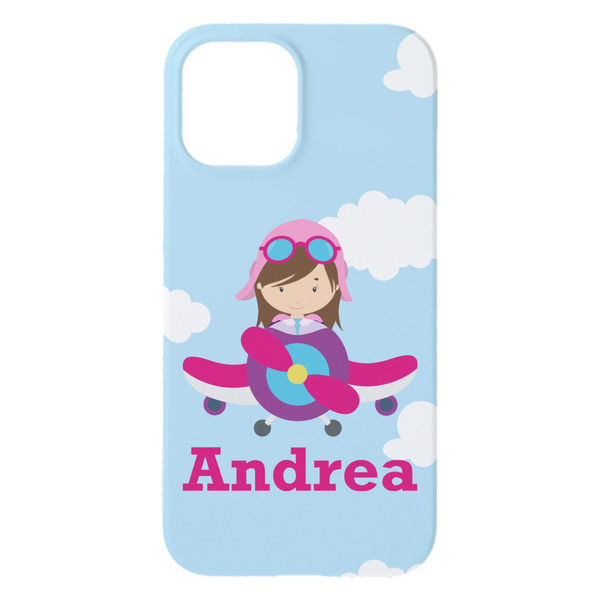 Airplane & Girl Pilot iPhone 15 Plus Case - Back