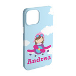 Airplane & Girl Pilot iPhone Case - Plastic - iPhone 15 Pro (Personalized)