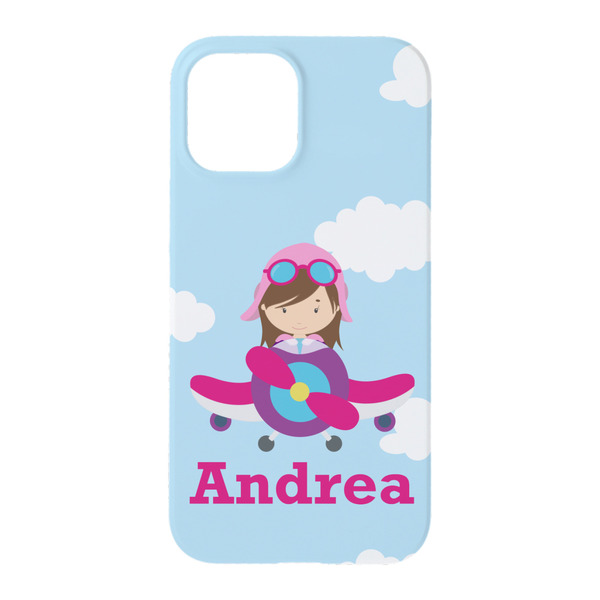 Airplane & Girl Pilot iPhone 15 Pro Case - Back