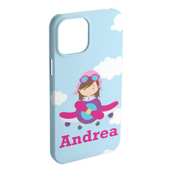 Airplane & Girl Pilot iPhone Case - Plastic - iPhone 15 Pro Max (Personalized)