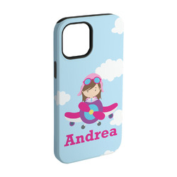 Airplane & Girl Pilot iPhone Case - Rubber Lined - iPhone 15 Pro (Personalized)