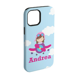 Airplane & Girl Pilot iPhone Case - Rubber Lined - iPhone 15 (Personalized)