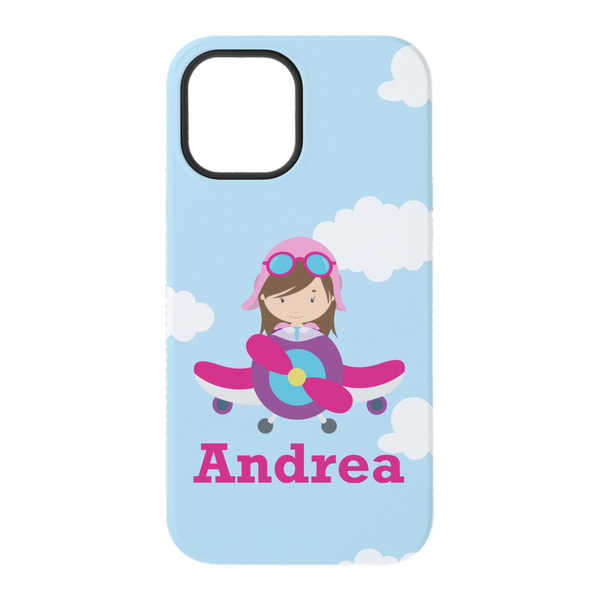 Airplane & Girl Pilot iPhone 15 Tough Case - Back