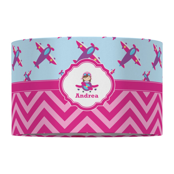 Airplane Theme - for Girls 12" Drum Lampshade - FRONT (Fabric)
