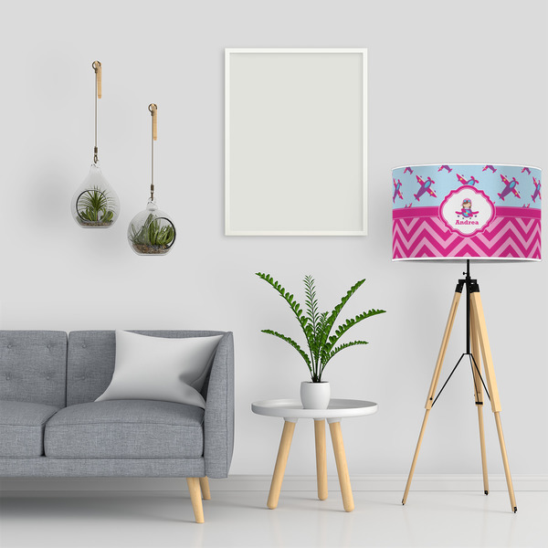 Airplane Theme - for Girls 12" Drum Lampshade - LIFESTYLE