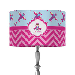 Airplane Theme - for Girls 12" Drum Lamp Shade - Fabric (Personalized)