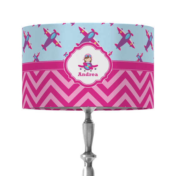 Custom Airplane Theme - for Girls 12" Drum Lamp Shade - Fabric (Personalized)