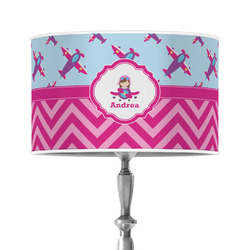 Airplane Theme - for Girls 12" Drum Lamp Shade - Poly-film (Personalized)