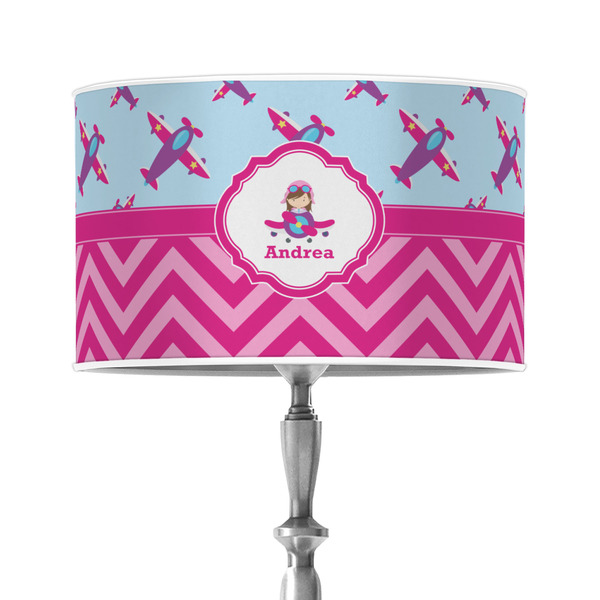 Custom Airplane Theme - for Girls 12" Drum Lamp Shade - Poly-film (Personalized)