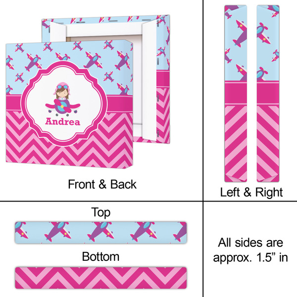 Airplane Theme - for Girls 12x12 - Canvas Print - Approval