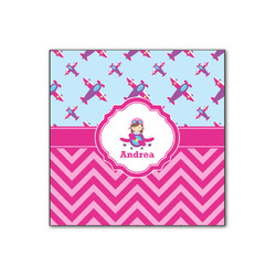 Airplane Theme - for Girls Wood Print - 12x12 (Personalized)