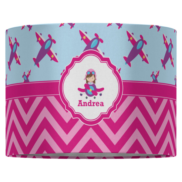Airplane Theme - for Girls 16" Drum Lampshade - FRONT (Fabric)