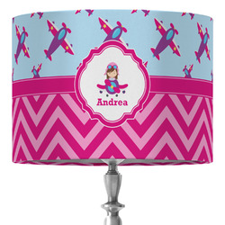 Airplane Theme - for Girls 16" Drum Lamp Shade - Fabric (Personalized)