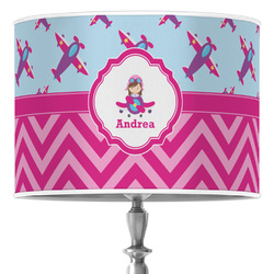 Airplane Theme - for Girls 16" Drum Lamp Shade - Poly-film (Personalized)