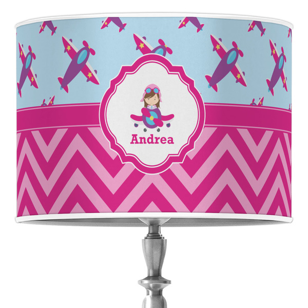 Custom Airplane Theme - for Girls 16" Drum Lamp Shade - Poly-film (Personalized)