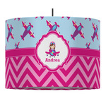 Airplane Theme - for Girls Drum Pendant Lamp (Personalized)