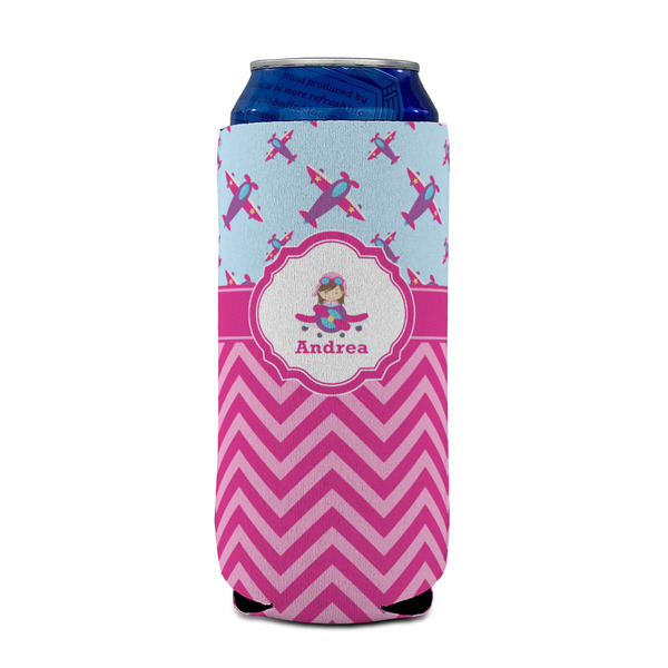 Airplane Theme - for Girls 16oz Can Sleeve - FRONT (on can)