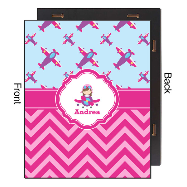 Airplane Theme - for Girls 16x20 Wood Print - Front & Back View