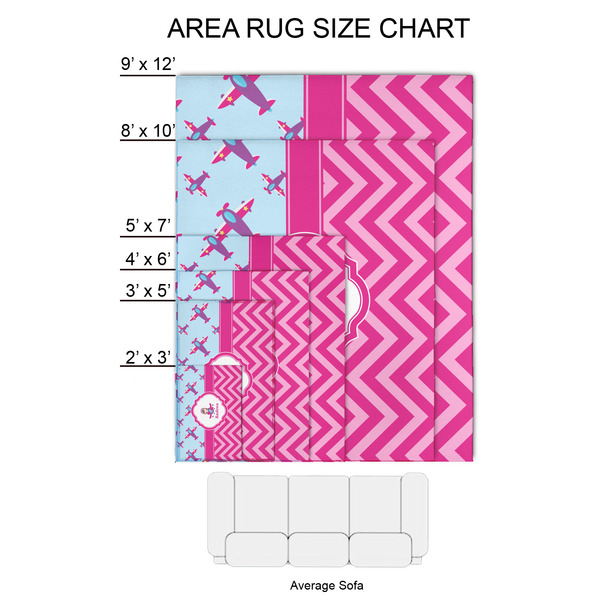 Airplane Theme - for Girls 2'x3' Indoor Area Rugs - Size Chart