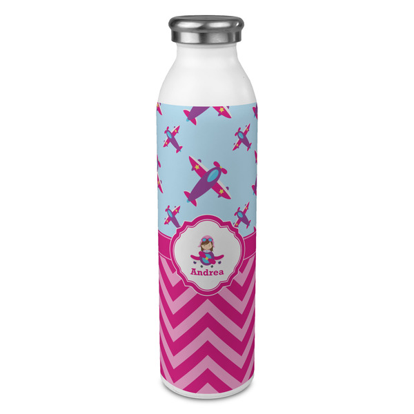 Custom Airplane Theme - for Girls 20oz Stainless Steel Water Bottle - Full Print (Personalized)