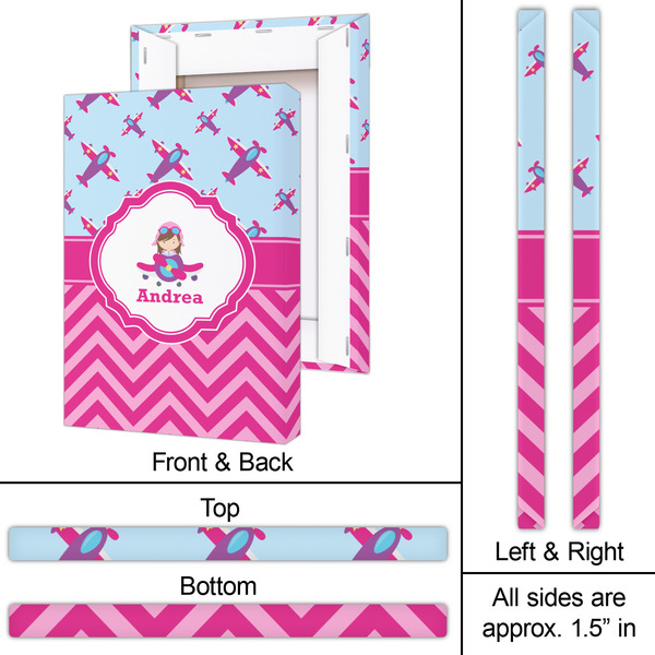 Airplane Theme - for Girls 20x30 - Canvas Print - Approval