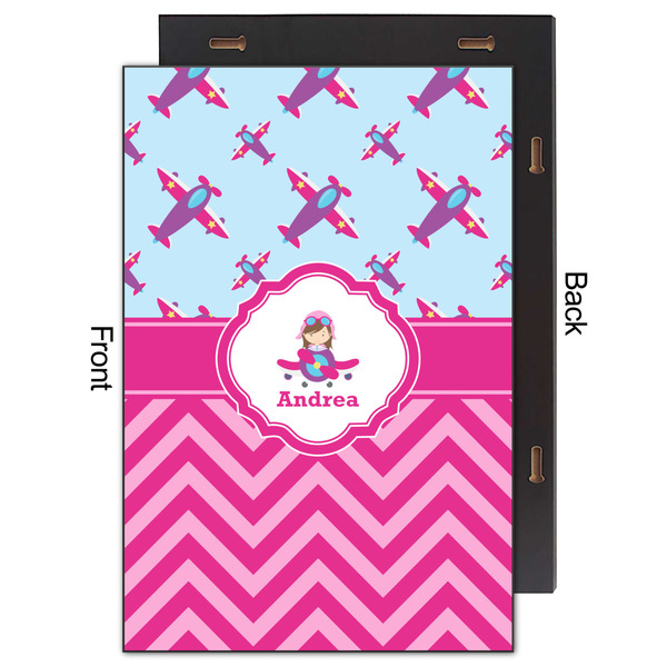 Airplane Theme - for Girls 20x30 Wood Print - Front & Back View