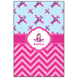 Airplane Theme - for Girls Wood Print - 20x30 (Personalized)