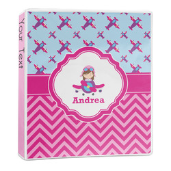 Airplane Theme - for Girls 3-Ring Binder - 1 inch (Personalized)