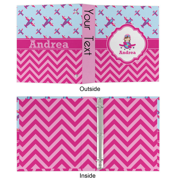 Airplane Theme - for Girls 3 Ring Binders - Full Wrap - 1" - APPROVAL