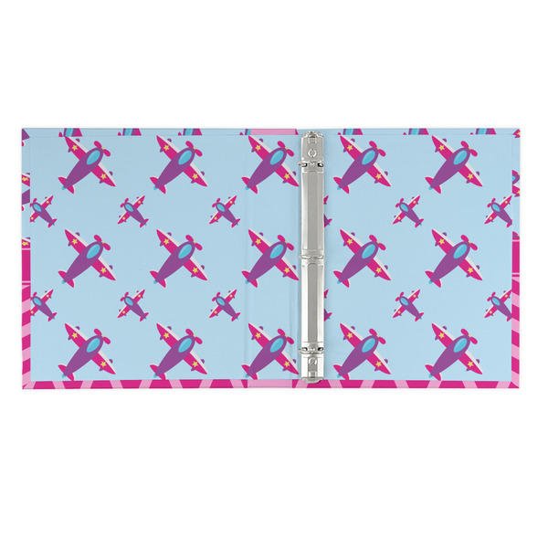 Airplane Theme - for Girls 3 Ring Binders - Full Wrap - 1" - OPEN INSIDE