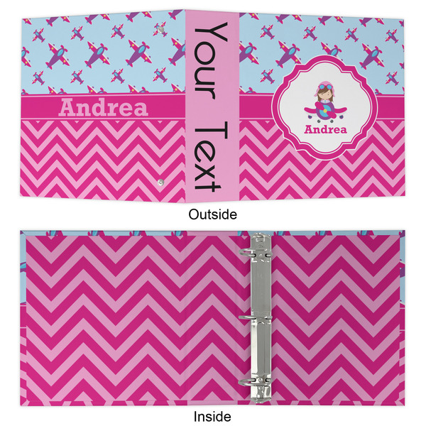Airplane Theme - for Girls 3 Ring Binders - Full Wrap - 2" - APPROVAL