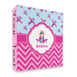 Airplane Theme - for Girls 3 Ring Binder - Full Wrap (Personalized)