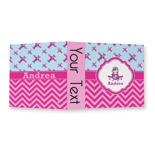 Airplane Theme - for Girls 3 Ring Binders - Full Wrap - 2" - OPEN OUTSIDE