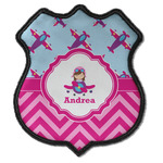 Airplane Theme - for Girls Iron On Shield Patch C w/ Name or Text