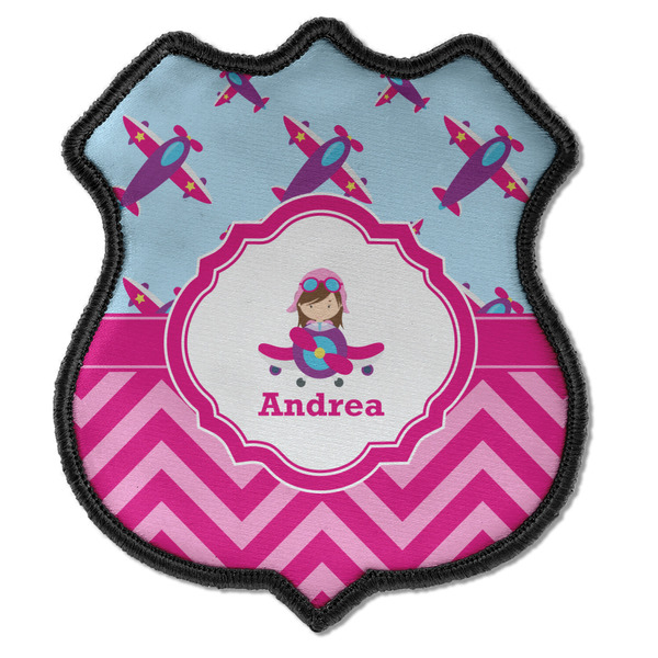 Custom Airplane Theme - for Girls Iron On Shield Patch C w/ Name or Text