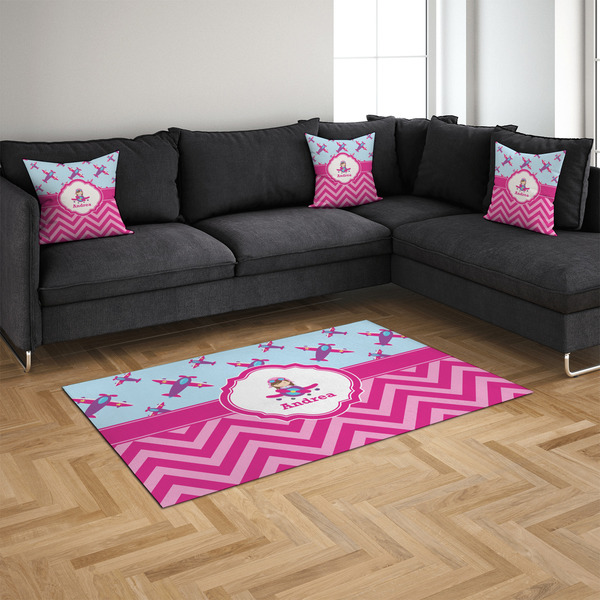 Airplane Theme - for Girls 4'x6' Indoor Area Rugs - IN CONTEXT