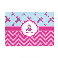 Airplane Theme - for Girls 4' x 6' Indoor Area Rug (Personalized)
