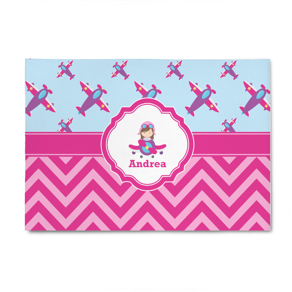 Custom Airplane Theme - for Girls 4' x 6' Indoor Area Rug (Personalized)