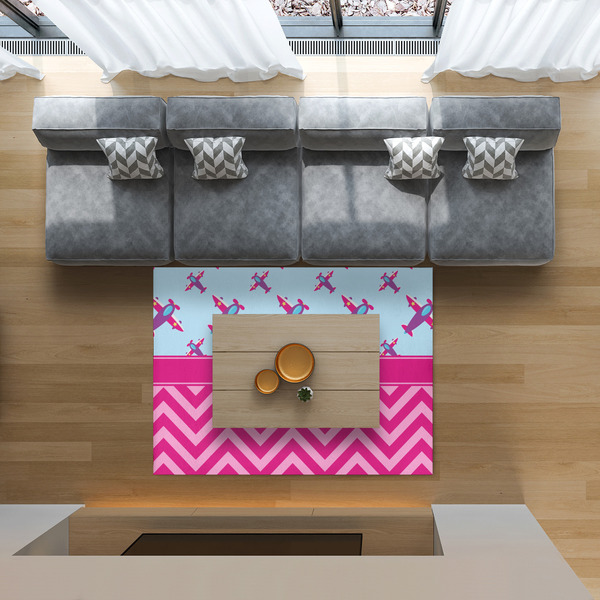 Airplane Theme - for Girls 5'x7' Indoor Area Rugs - IN CONTEXT