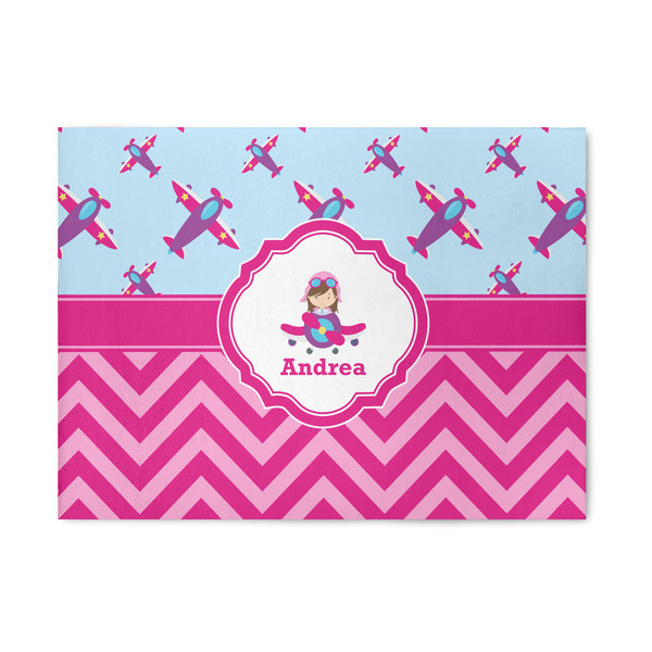Custom Airplane Theme - for Girls 5' x 7' Indoor Area Rug (Personalized)