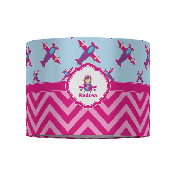 Airplane Theme - for Girls 8" Drum Lampshade - FRONT (Fabric)