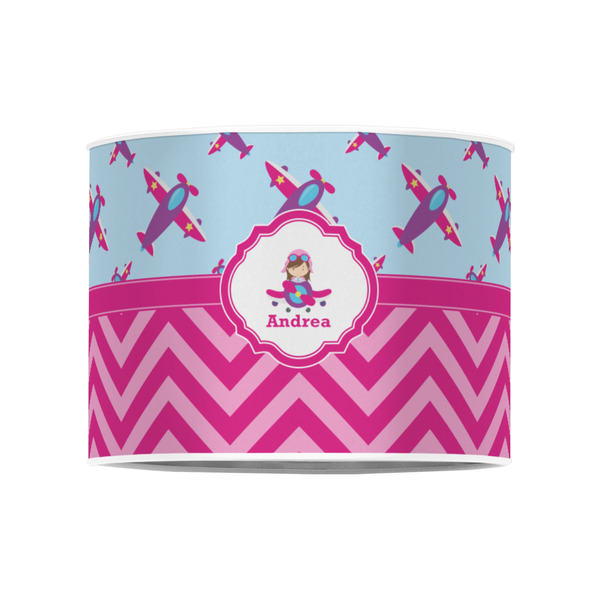 Airplane Theme - for Girls 8" Drum Lampshade - FRONT (Poly Film)