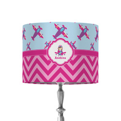 Airplane Theme - for Girls 8" Drum Lamp Shade - Fabric (Personalized)