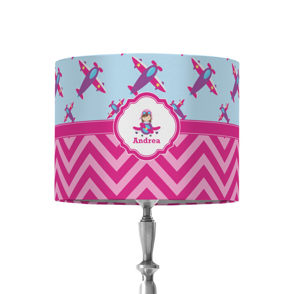 Custom Airplane Theme - for Girls 8" Drum Lamp Shade - Fabric (Personalized)