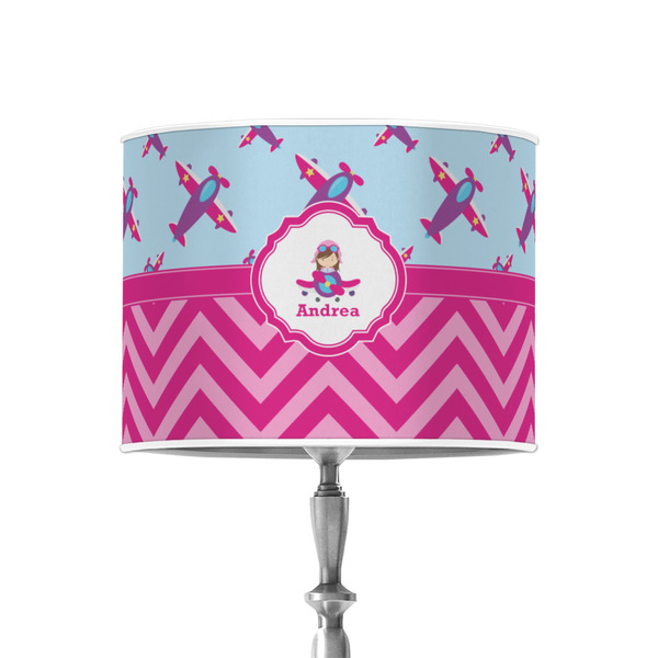Airplane Theme - for Girls 8" Drum Lampshade - ON STAND (Poly Film)