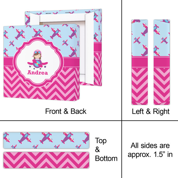 Airplane Theme - for Girls 8x8 - Canvas Print - Approval