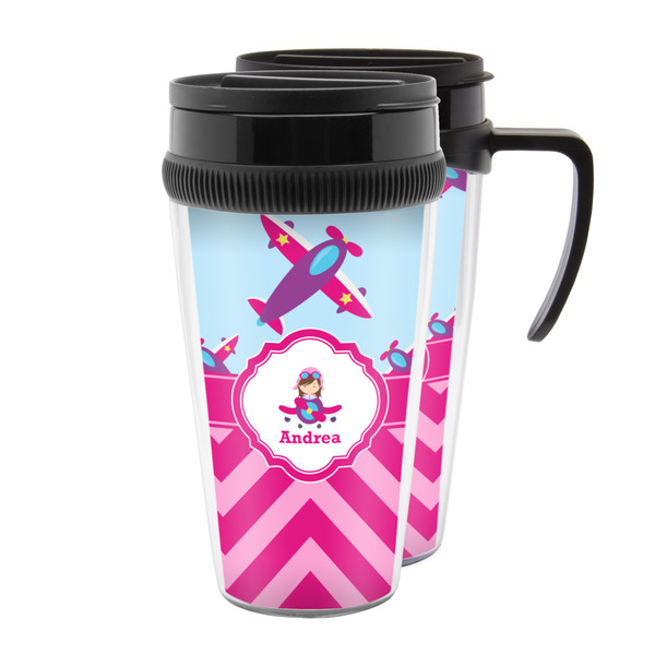 Custom Airplane Theme - for Girls Acrylic Travel Mug (Personalized)