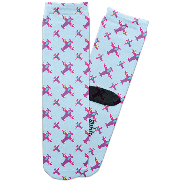 Custom Airplane Theme - for Girls Adult Crew Socks