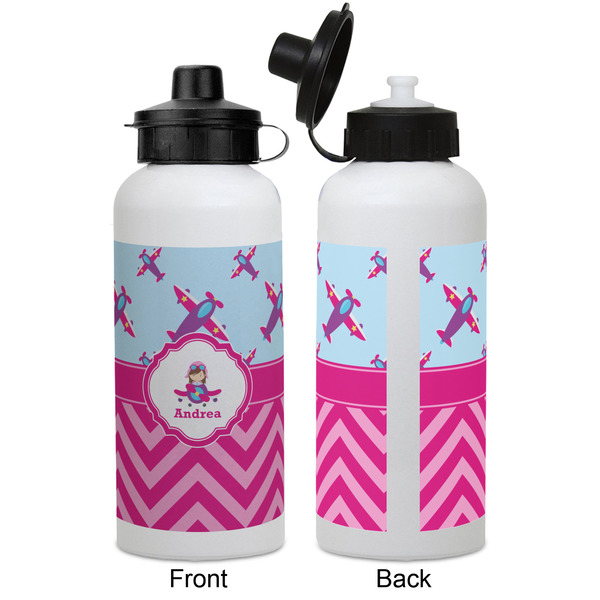Airplane Theme - for Girls Aluminum Water Bottle - White APPROVAL
